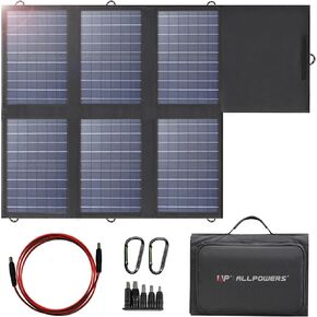 ALLPOWERS Foldable 60W Solar Panel Charger - Waterproof Portable Panel with 18V DC, 60W USB-C and USB-A Outputs for Laptops, Cell Phones, Solar Generators and 12V Batteries
