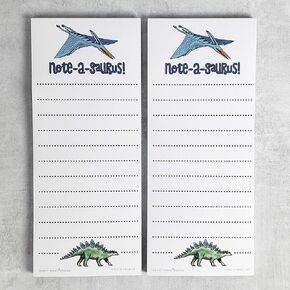 Dinosaur (Colorful) Refrigerator Notepads, NOTE-A-SAURUS - Set of 2 Pads - Notes, To Do List, Grocery List