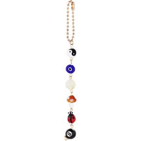 Evil Eye Charm for Car, Good Lucky Days Car Charm Yin Yang Decor 8 Ball Mushroom Four-Leaf Clover Pendant for Car Rear View Mirror Charm Car Accessories Decorations for Bag Keychain Cellphone