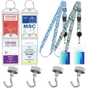 أساسيات سفينة الرحلات البحرية - حبل لبطاقات سفينة الرحلات البحرية، حامل بطاقات أمتعة الرحلات البحرية، حبل غسيل السفر، خطافات مغناطيسية من النيوديميوم (46 رطل - شديدة التحمل)، ملحقات الرحلات البحرية تعمل مع جميع خطوط الرحلات البحرية in Kuwait