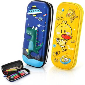 2 حزمة مقلمة كرتونية، حامل أقلام تخزين EVA ثلاثي الأبعاد للمدرسة، صندوق قرطاسية ذو سعة كبيرة منظم صندوق أقلام رصاص لطيف على شكل بطة ديناصور مع مقصورات هدية عيد ميلاد in Kuwait