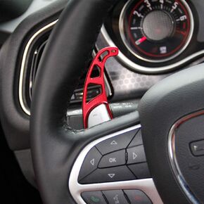 Silver Aluminum Steering Wheel Shift Paddle Extended Shifter Trim for Dodge Charger 2015+/ Chrysler 300 2015-2021 (SRT-Red)