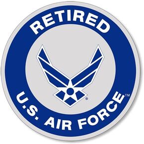 Round U.S. Air Force Retired Sticker (US Vinyl Decal ret Airman Logo Fly Pilot for car or Laptop (3 inch) USAF Licensed