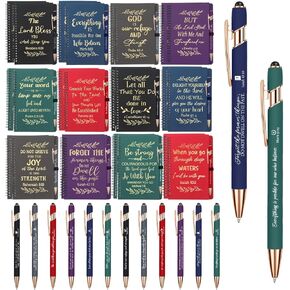 48 Pcs Christian Gift Set Bible Verse A5 Spiral Notebook Prayer Hardcover Journals Inspirational Religious Ballpoint Pens Screen Touch Rubberized Pen for Women Men Church Gifts