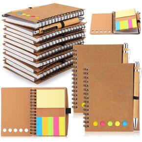 Chuangdi 100 Sets Employee Appreciation Gift Bulk Team Graduate Thank You Gift Notebook Kraft Cover Notebook Sticky Notes with Bamboo Ballpoint Pen for Volunteer Student Teachers Nurse Coworker