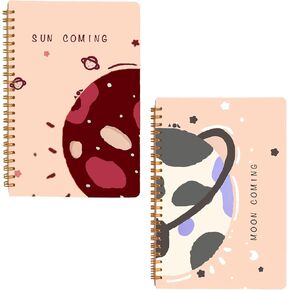AOU Soft Cover Spiral Dot Grid Notebooks 2-Pack, 8.3 x 5.7 inches, Total 240 Pages, Cute Bullet Dotted Journals For Home, School and Work Supplies