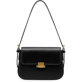 Womens Shoulder Bags Black Leather Small Handbag Crossbody Bags Retro Underarm Bag Fashion Clutch Purses