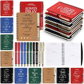 Spakon 20 Set Christian Gifts for Women Bulk Easter Church Sticky Note Spiral Notebook Bible Verse Ballpoint Pen Prayer Journal Religious Scripture Notepad for Mother Sunday School Office Employee