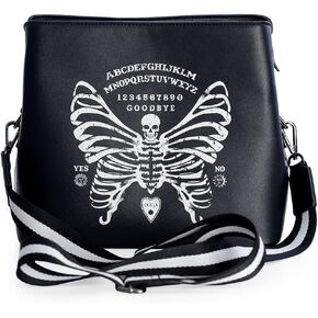 Lost Queen Women's Gothic Skeleton Butterfly Shoulder Bag Ouija Spirit Board Clutch Purse