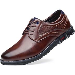 Men’s Dress Shoes No-Stripe Casual Business Oxford Derby Orthopedic Leather Shoes Comfortable Walking Shoes Office Loafers Work Flats