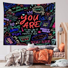 AMBZEK Mermaid Tail Tapestry 51Hx59W Inch Kids Bathroom Fish Scale Ocean Theme 3D Purple and Fluorescent Blue Mermaid Tail Drift Bottle Wall Hanging Bedroom Living Room Dorm Decor Fabric
