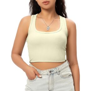 Sports Crop Tank Tops for Women Cropped Workout Tops Racerback Running Yoga Tanks Cotton Sleeveless Gym Shirts