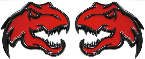 A Pair Redeye Dinosaur Metal Emblem for Dodge RAM TRX 1500 2500 3500 Charger Challenger (Red) in Kuwait