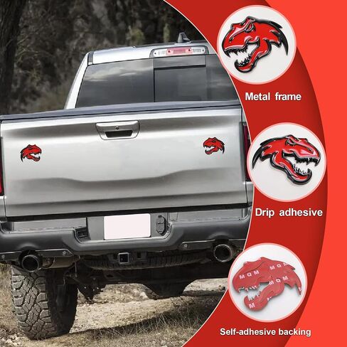 A Pair Redeye Dinosaur Metal Emblem for Dodge RAM TRX 1500 2500 3500 Charger Challenger (Red) in Kuwait