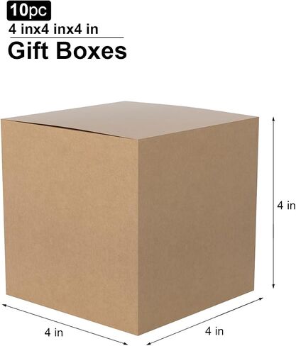 4x4x4 Gift Boxes 10 Pcs Small Kraft Gift Boxes for Presents, Mini Brown Boxes for Gifts, Christmas, Party Favor in Saudi Arabia