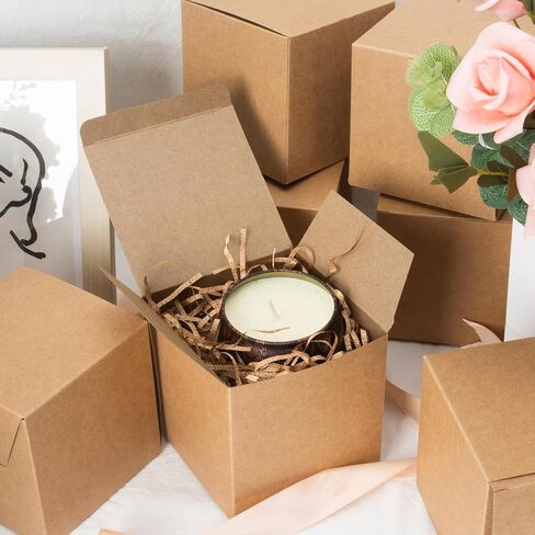 4x4x4 Gift Boxes 10 Pcs Small Kraft Gift Boxes for Presents, Mini Brown Boxes for Gifts, Christmas, Party Favor in Saudi Arabia