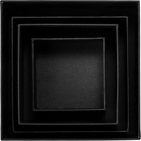 16 عبوة من صناديق هدايا التعشيش المربعة من بيكيث مع أغطية، صندوق هدايا أسود صغير بأحجام متنوعة للهدايا، صناديق قابلة للتكديس لتغليف هدايا أعياد الميلاد وحفلات الزفاف وعيد الحب وحفلات عيد الميلاد in Kuwait