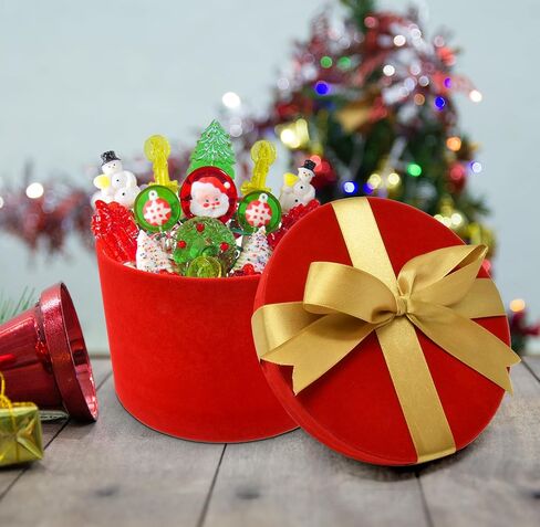 Christmas Nesting Gift Boxes Round Tall 4 Pack Red Velvet with Gold Ribbon Bow Xmas Stacked Gift Box with Lids in 4 Assorted Sizes for Gift Giving Holiday Decorative Gifts Present Wrapping in Saudi Arabia