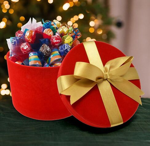 Christmas Nesting Gift Boxes Round Tall 4 Pack Red Velvet with Gold Ribbon Bow Xmas Stacked Gift Box with Lids in 4 Assorted Sizes for Gift Giving Holiday Decorative Gifts Present Wrapping in Saudi Arabia