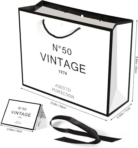 40th Birthday Gift Bags for Men Women, White and Black Keepsake Gift Paper Bag for Her Anniversary Party Present Shopping Tote Bags Women 40 Year Old Decorations Idea in Saudi Arabia