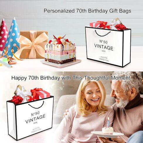 40th Birthday Gift Bags for Men Women, White and Black Keepsake Gift Paper Bag for Her Anniversary Party Present Shopping Tote Bags Women 40 Year Old Decorations Idea in Saudi Arabia