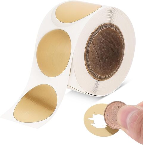 500Pcs Scratch Off Labels Stickers 1" Round Circle Adhesive Gold Stickers Permanent Code Circle Dot Stickers Envelope Seals for Office DIY Lottery Ticket Raffle Ticket Gender Reveal Reward Program in Saudi Arabia