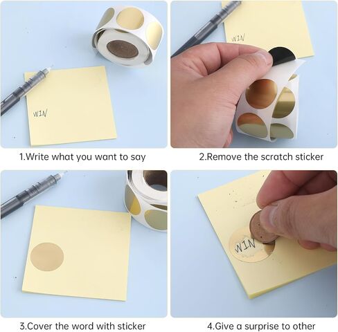500Pcs Scratch Off Labels Stickers 1" Round Circle Adhesive Gold Stickers Permanent Code Circle Dot Stickers Envelope Seals for Office DIY Lottery Ticket Raffle Ticket Gender Reveal Reward Program in Saudi Arabia