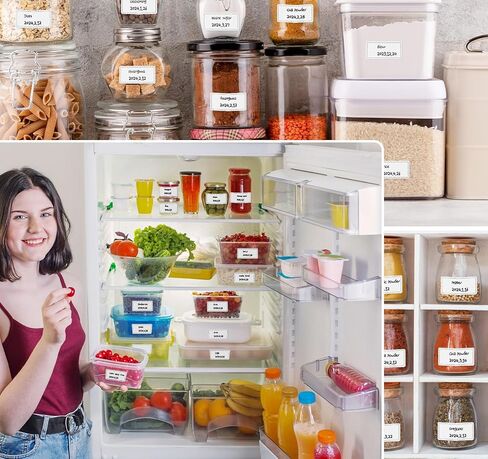 1100pcs Food Storage Stickers,2 Roll Removable Freezer Labels,1.18 x 2.36In Refrigerator Date Paper Labels Waterproof Oil Stickers Food Label to Write on for Container Kitchen Restaurant,Red in Saudi Arabia