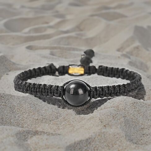 Handmade Round Black Tourmaline Bead Bracelet Adjustable Black String Women's Jewelry in Saudi Arabia