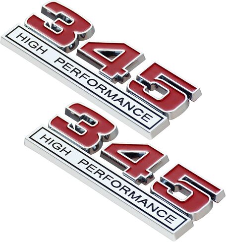 2Pc 345 V8 5.7 Liter Engine High Performance Emblem Badge Logo Chrome Black Red in Saudi Arabia