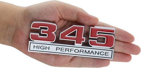 2Pc 345 V8 5.7 Liter Engine High Performance Emblem Badge Logo Chrome Black Red in Saudi Arabia