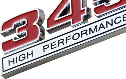 2Pc 345 V8 5.7 Liter Engine High Performance Emblem Badge Logo Chrome Black Red in Saudi Arabia