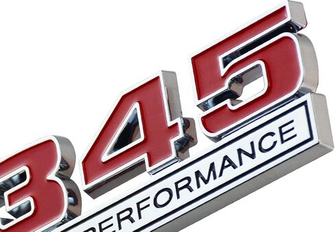 2Pc 345 V8 5.7 Liter Engine High Performance Emblem Badge Logo Chrome Black Red in Saudi Arabia