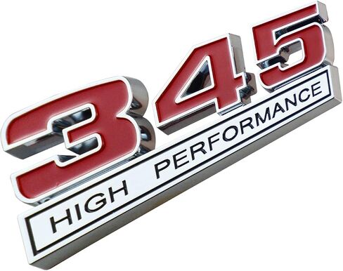 2Pc 345 V8 5.7 Liter Engine High Performance Emblem Badge Logo Chrome Black Red in Saudi Arabia