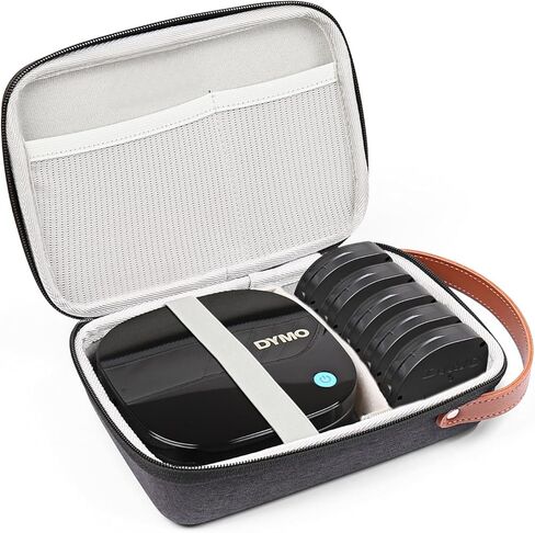 حافظة صلبة فاخرة متوافقة مع صانع ملصقات بلوتوث DYMO LetraTag 200B، جيب شبكي إضافي لأشرطة الملصقات والبطاريات من Letratag، أسود، حافظة فقط in Kuwait
