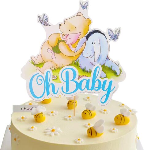 MEMOVAN Winnie Cake Topper Welcome Oh Baby Acrylic Cake Cupcake Toppers Classic The Pooh Bear Baby Shower Birthday Cake Topper Decorations for Winnie Bee Party Supplies in Kuwait