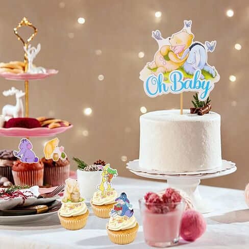 MEMOVAN Winnie Cake Topper Welcome Oh Baby Acrylic Cake Cupcake Toppers Classic The Pooh Bear Baby Shower Birthday Cake Topper Decorations for Winnie Bee Party Supplies in Kuwait