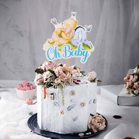 MEMOVAN Winnie Cake Topper Welcome Oh Baby Acrylic Cake Cupcake Toppers Classic The Pooh Bear Baby Shower Birthday Cake Topper Decorations for Winnie Bee Party Supplies in Kuwait
