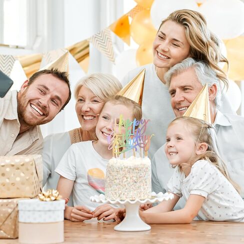 قوس قزح كعكة عيد ميلاد سعيد توبر، بريق كعكة عيد ميلاد الزينة عيد ميلاد سعيد توبر مناسبة لمستلزمات الديكور حفلة عيد ميلاد in Saudi Arabia