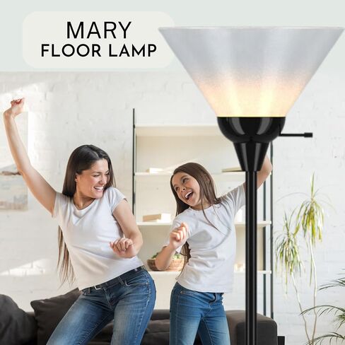 مصباح أرضي من Light Accents - مصباح أرضي ماري لغرف المعيشة - مصباح قائم - مصباح عمود - مصباح أرضي Torchiere - مصباح أرضي لغرفة النوم (أسود) in Kuwait