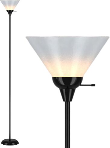 مصباح أرضي من Light Accents - مصباح أرضي ماري لغرف المعيشة - مصباح قائم - مصباح عمود - مصباح أرضي Torchiere - مصباح أرضي لغرفة النوم (أسود) in Kuwait