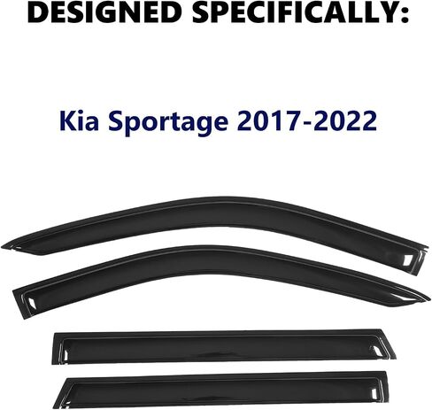 KELCSEECS Window Visors Rain Guards Compatible with Kia Sportage 2022 2021 2020 2019 2018 2017 Vent Window Visors Shades Extra Durable Window Deflectors for Sportage 2017-2022, 4pcs Accessories Black in Saudi Arabia