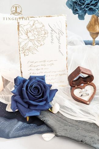 TINGE TIME 16pcs Artificial Silk Rose Real Looking Mixed Blue Fake Rose w/stem for DIY Wedding Bouquets Bridal Shower Centerpieces Floral Arrangements Party Tables Home Decorations in Kuwait