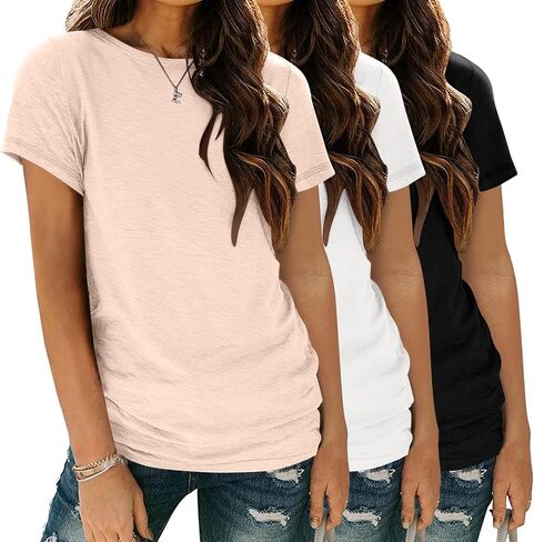 Womens 3 Pack T Shirts Basic Short Sleeve Tees Crewneck Fashion Tops Loose in Saudi Arabia