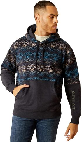 ARIAT Mens Navy Color Block Hoodie in Saudi Arabia
