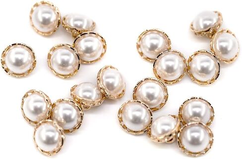 Mini Size Exquisite Faux Pearl Decorative Sewing Shank Buttons 20 Pcs - 12.5mm, 1/2" -Small in Saudi Arabia