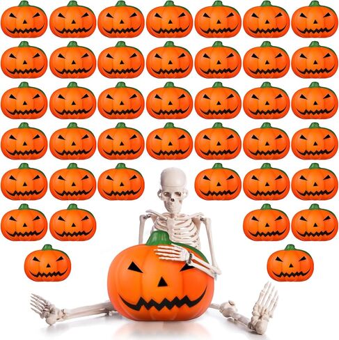 40 Pieces Halloween Pumpkin Stress Balls Slow Rising Stress Relief Balls Mini Foam Stress Ball for Anxiety Stress Relief Halloween Party Favors Prizes Gifts Bag Fillers in Kuwait