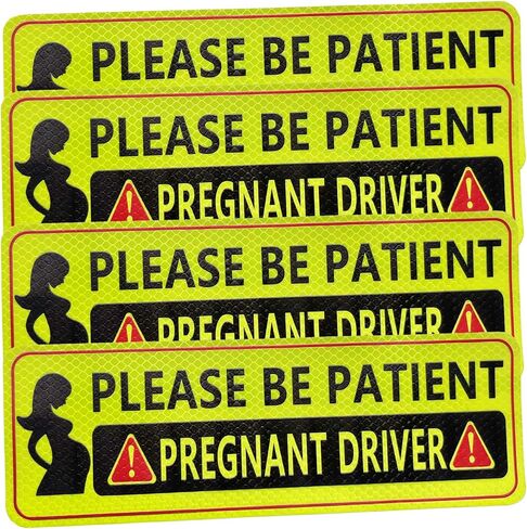 Pregnant Driver Magnet for Car 4 Pack Reflective Sticker Pratical Gifts for Exceptant Mother Driver Funny Car Magnet Please be Patient Safe Driving in Saudi Arabia