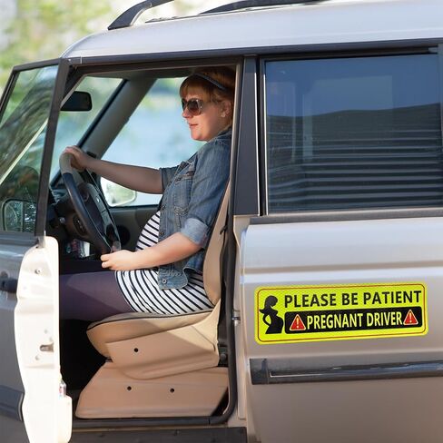 Pregnant Driver Magnet for Car 4 Pack Reflective Sticker Pratical Gifts for Exceptant Mother Driver Funny Car Magnet Please be Patient Safe Driving in Saudi Arabia