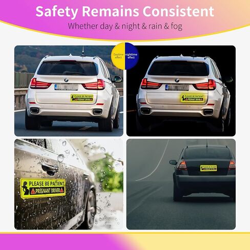 Pregnant Driver Magnet for Car 4 Pack Reflective Sticker Pratical Gifts for Exceptant Mother Driver Funny Car Magnet Please be Patient Safe Driving in Saudi Arabia